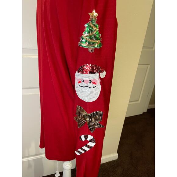 Christimas long sleeve large women's top with sequin patches santa candy cane - Picture 6 of 6
